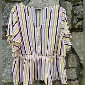 Plus Size! 26 Petite Lane Bryant Colorful Striped Peplum Top